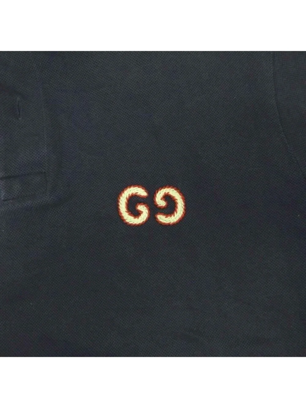 Gucci GG Logo Polo Shirt Short Sleeve Embroidery Cotton x S Navy